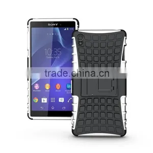 Dual Layer Tough Rugged Kickstand Hybrid Heavy Duty Armor Shockproof Case For Sony Z3 thumbnail-2