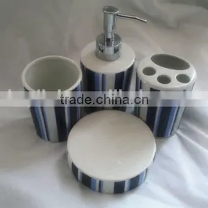 Simple and Elegant Design Ceramic Bathroom Set Lotion Bottle Soap Dish Toothbrush Holder Tumbler thumbnail-1