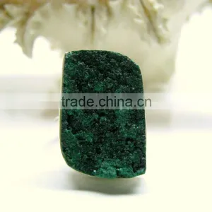 Malachite Uneven Druzy Rough Natural Gemstones Rings, Designer Bezel Adjustable Rings, 925 Solid Sterling Silver Rings thumbnail-1