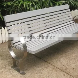Outdoor Stainless Steel Benches With Backrest and Hdpe Slat Seating thumbnail-1