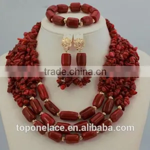 2016 Fashion African Bridal Beads Jewelry Set Coral Beads Jewelry Designs Nigerian Coral Beads Jewelry Set Wedding thumbnail-3