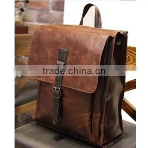Men's Travel Hiking Bags Leather Military Backpack Bags thumbnail-4