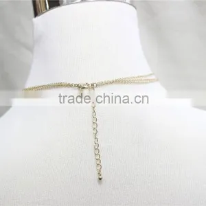 Gold Chain Layered Set Necklace W/Clear Crystal & Circle Heart Metal Necklace 2016 Fashion Style Wholesale thumbnail-4