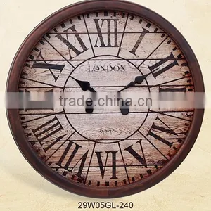 Shabby Clock 29 Inch Large Clock Wooden Wall Clock Village Type Wall Clock thumbnail-1