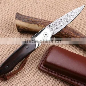 OEM Hunting Knife Application Custom Made Damascus Folding Knife thumbnail-4