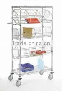 Chrome Wire Basket Shelf Truck for Hospital thumbnail-1