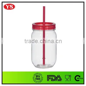 540ml Bpa Free Plastic Cold Drinking Jar With Straw thumbnail-2