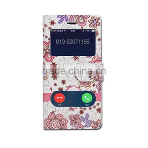 Double Window Flower PU Leather Flip Case for Iphone 6,mobile Phone Case thumbnail-2