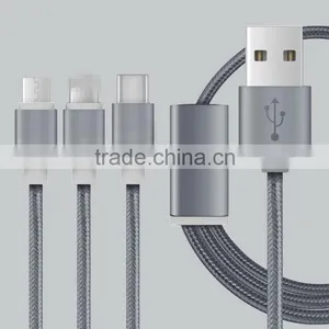 High Quality 3 in 1 Usb Cable Mirco USB Cable Charging Line thumbnail-1