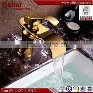 Luxury Waterfall Gold Color Faucet, Brass Basin Mixer Match Marble Basin thumbnail-1