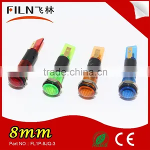 IP67 Hot Sales High Light Waterproof Plastic 8mm 24v Yellow Signal Light thumbnail-6