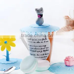 Cute Cartoon Leak Proof Soft Lady Meow Silicone Cup Cover thumbnail-3