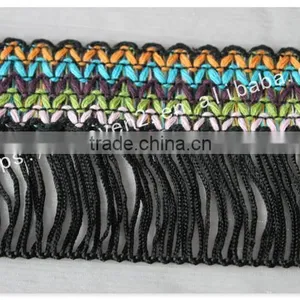 Hot Selling 6.5cm Width Polyester Ethnic Chainette Fringe for Garment/bags thumbnail-3