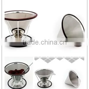 Stainless Steel Pour Over Coffee Dripper Permanent Reusable Paperless and Washable Stainless Steel Coffee Filter Cone thumbnail-1