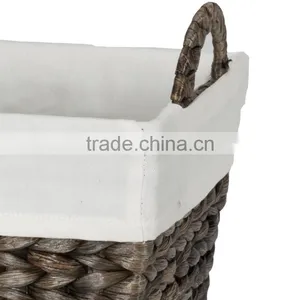 Water Hyacinth Shallow Mouth Design Large Lining Inside Basket With Handle thumbnail-3
