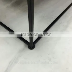 Cheap Modern Carrara White Marble Top Black Steel Coffee Table thumbnail-5