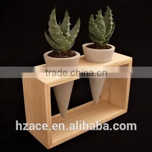Concrete Mini Planters in Wooden Frame thumbnail-1