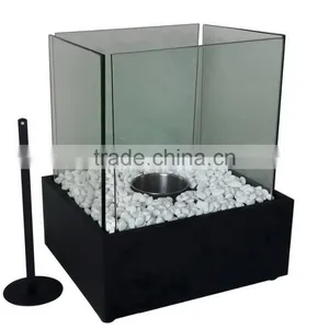 Decorative Square Table Top Iron Metal &glass Bio Ethanol Fireplace thumbnail-1
