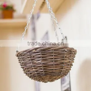 100%Handmade Wicker Wall Hanging Plant Basket Wicker Flower Hanging Basket thumbnail-2
