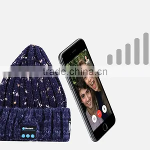 Fashion Ladies Valentine Gifts Bluetooth Knitted Hat Winter Smart Bluetooth Hat for Listen to Music Bluetooth Headset thumbnail-2