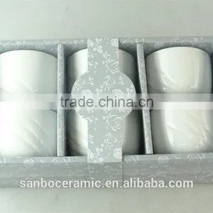 White Porcelain Cup Embossed Wave Design thumbnail-2