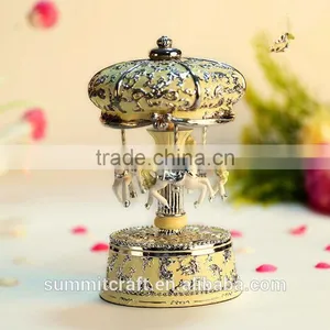 Rotating Luminous Resin Carousel Horse Music Box thumbnail-1