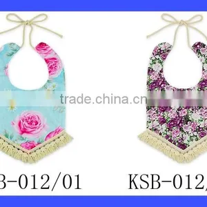 Adjustable Tassel Floral Cotton Fabric Christening Baby Bandana Bibs thumbnail-4