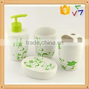 4pcs Green Ceramic Bath Accessory thumbnail-1