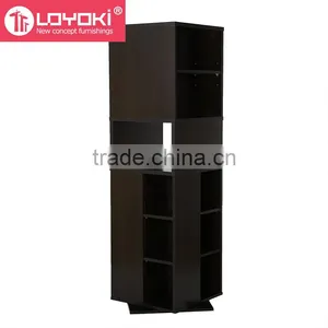 2016 New Deign Wooden Revolving Book Rack Display Mdf Wood Revolving Bookcase thumbnail-2