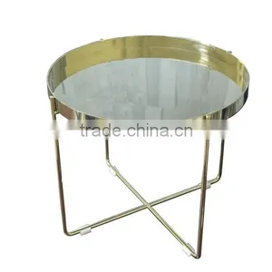 Golden Stainless Steel Round Coffee Table thumbnail-1