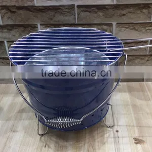 Portable Camping Garden Charcoal Barbecue Bucket BBQ Grill For Outdoor Cooking thumbnail-1