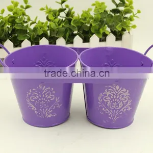 Connected Double Colourful Cartoon Style Metal Flower Bucket /planter/pot With Handle thumbnail-2