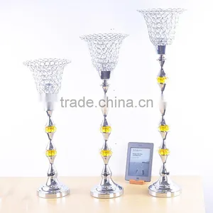 European Style Luury Electroplating Decoration Home Furnishing Iron Plated Crystal Glass Candle Holders for Home Decor thumbnail-1
