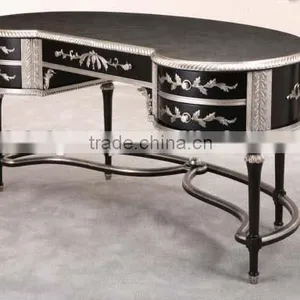 European Solid Wood Office Desk, Quality Antique New Classical Black and Silver Office Furniture BF11-07271b thumbnail-2
