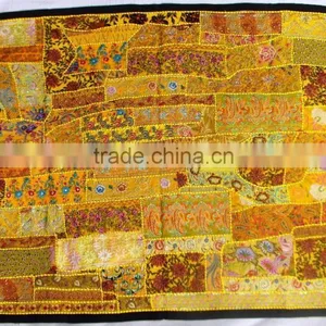 Old Fabric Handworked Handcrafted Wall Decor - Handworked Cotton Fabric Patchwork Wall Hanging Tapestry thumbnail-1