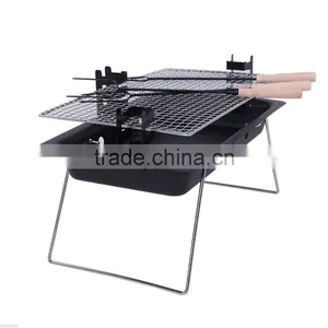 Black Camping Charcoal BBQ Grill Barbecue Grill With Foldable Legs thumbnail-1