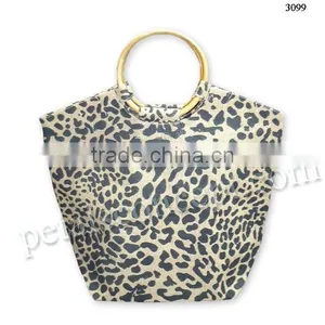 Jute Gift Bag With Animal Screen Print & With Wooden Round Cane Handle thumbnail-1