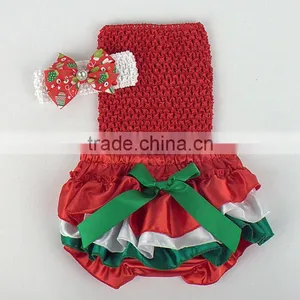 Wholesale Adorable Baby Diaper and Crochet Tube Top3 Sets , Satin Baby Bloomers, Baby Ruffle Bloomers , Toddler Cute Bloomer thumbnail-1