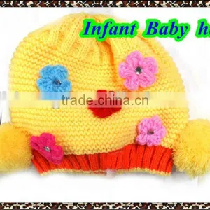 Funny Crochet Newborn Toddler Wool Hats With Flower thumbnail-1