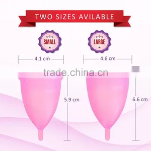 Free Sample Six Colors Reusable Big Size Medical Silicone Menstrual Cup thumbnail-2