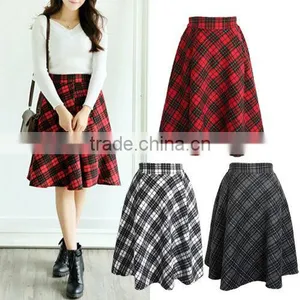 Fashion 2015 Autumn Winter Casual High Waist Midi Women Girl Knee-Length Skirt thumbnail-1