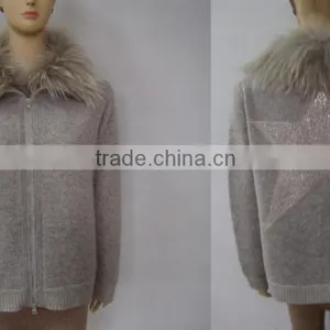 Erdos Cashmere Sweater for Women With Genuise Raccoon Collar thumbnail-1