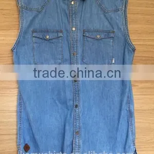 Fashion Sleeveless Denim Shirts for Man thumbnail-1