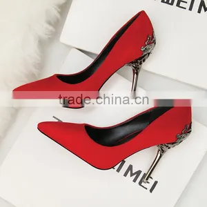 HFR-JS14034 Spanish Leather Women Stylish High Heel Shoes thumbnail-1