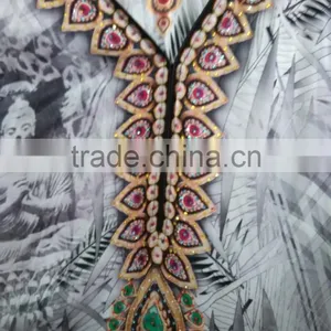 DIGITAL Print Crepe Silk Embellished FACE Kaftan CAFTAN Tunic Poncho Blouse thumbnail-3