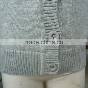 Custom Children Kids Heather Grey V-neck Button up Plain Knit Cardigan thumbnail-3