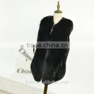 2017 New Fluffy High Quality Real Fox Fur Vest Women in Blue and Red PC-256 thumbnail-3