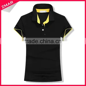 Custom Slim Fit High Quality Women Polo Shirt Design With Combination thumbnail-1