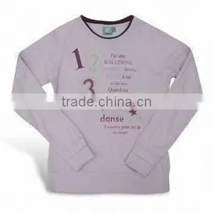 Girl's Eco-friendly Long-sleeved T-shirt With Diamond Embroidery and Printings, Made of 100% Cotton thumbnail-1
