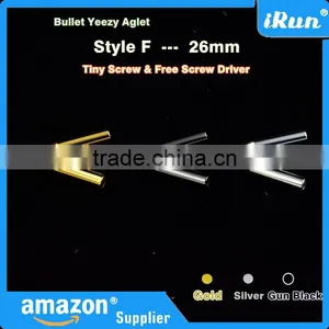 (MOQ:100pcs) Screw Metal Shoelaces Bullet Cylinder Aglets Tips - Mixed Color Yeezy Lace Round Bullet Aglets - 26 mm Bullet Aglet thumbnail-2